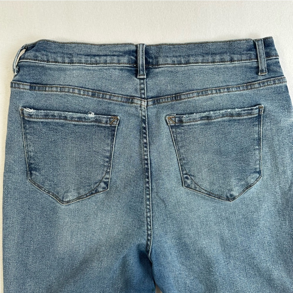 Kensie Jeans Vintage Luxe Juliet High Rise Slim Medium Wash Raw Hem Size 14 - Picture 4 of 13